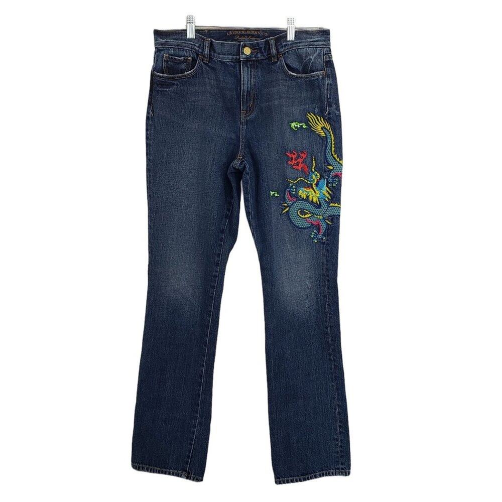 Vintage Ralph Lauren high rise embroidered dragon design jeans woman's size‎ 6